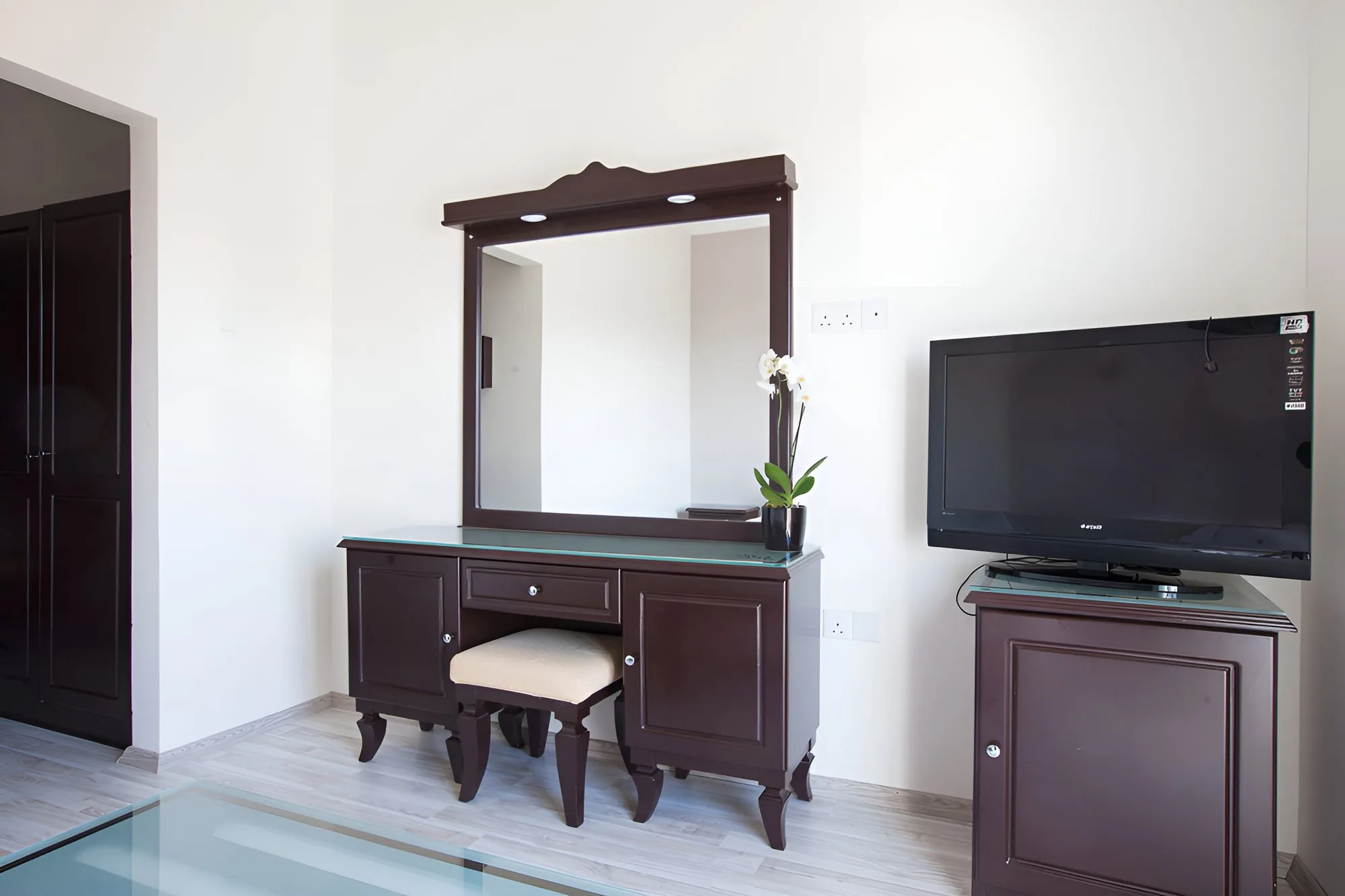 Dressing table and TV in a standard room